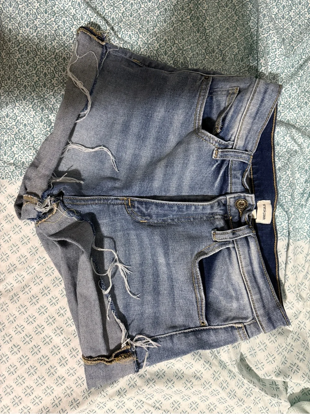 Sneak Peek Light Blue Distressed Denim Cutoff Shorts